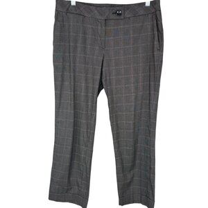 Loft Black & White Plaid dress ankle pant Cuffed bottom hem Size 8